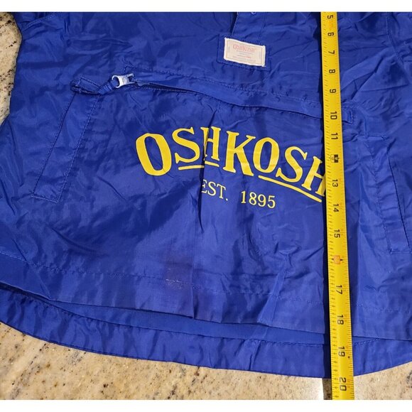 Vintage OshKosh Blue Windbreaker Rain Jacket Hooded Size 6/7 Packable - Picture 6 of 14